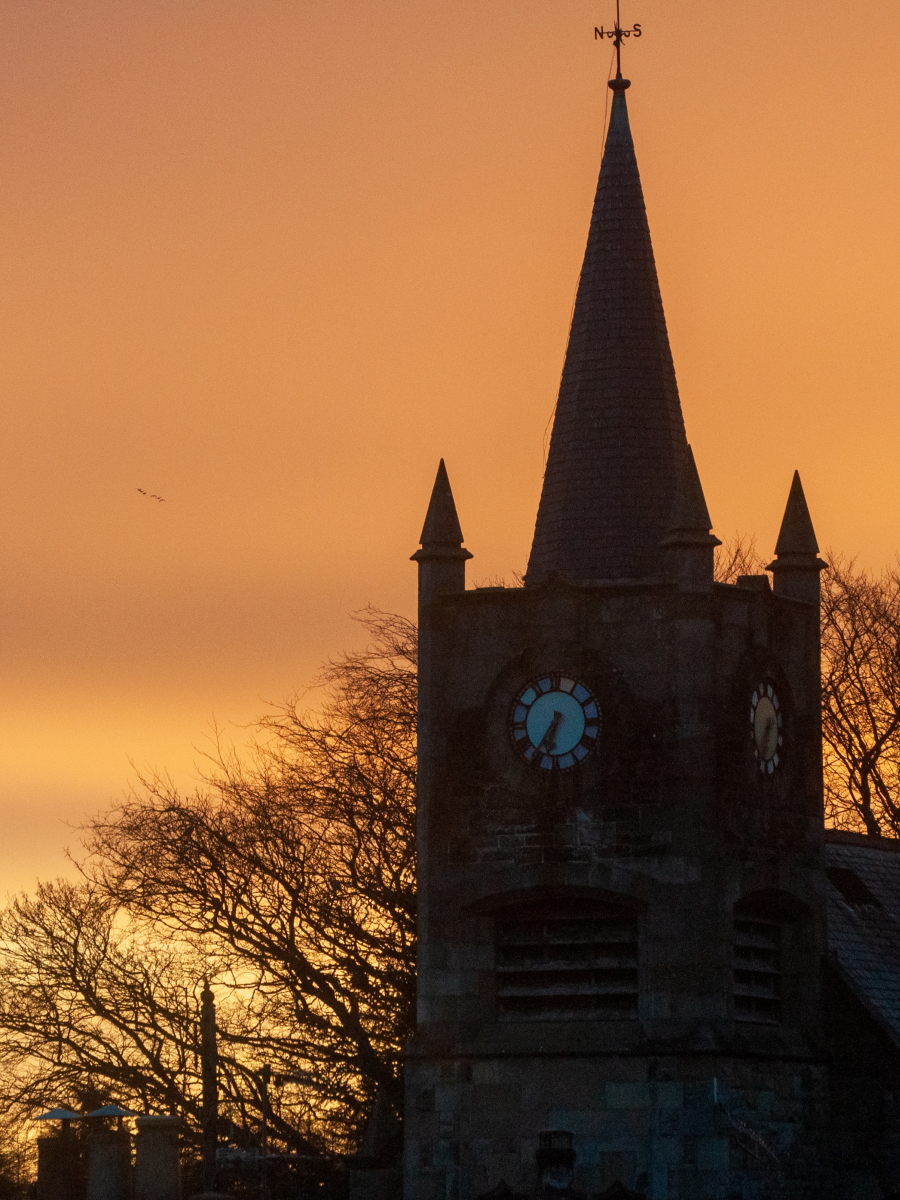 Anthony Crisp: Church from my window the sky looks on fire