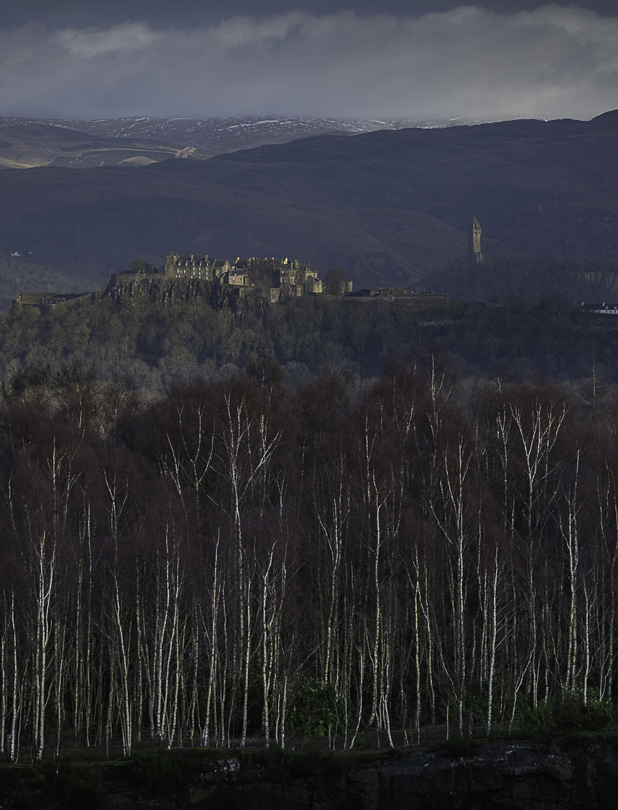 Keith Ratcliffe: Stirling Castle and Wallace Monument from the quarry