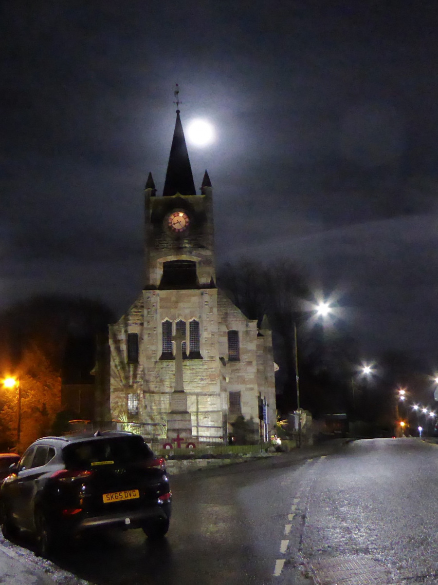 RMH: Moonshine above Bruce Memorial Church